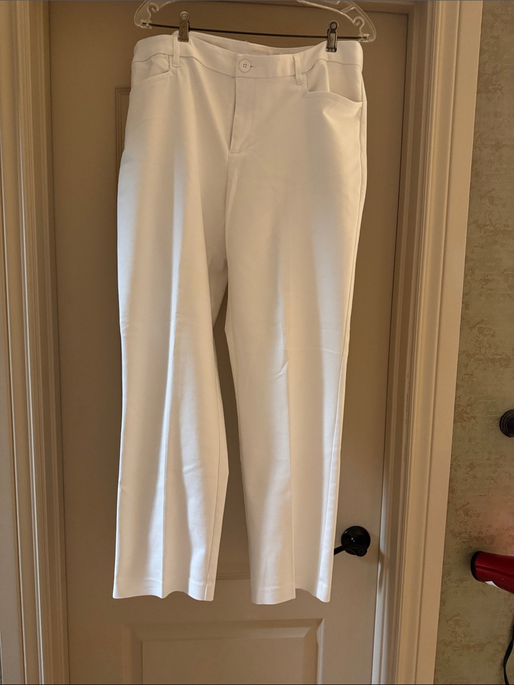 CJ Banks White Straight-Leg Women's Trousers